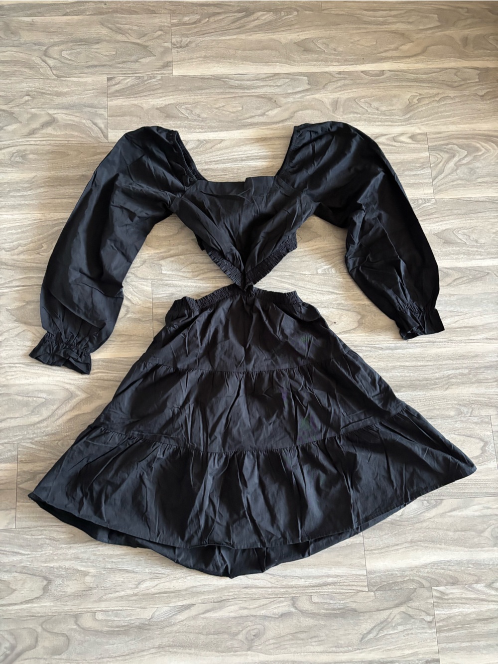 Women’s Black Cutout Puff-Sleeve Dress